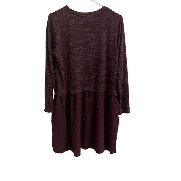 LOGO By Lori Goldstein Purple Mixed Media Shift Dress Medium - Picture 2 of 5